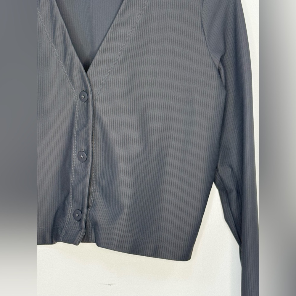 Calia Performance Grey Cropped Ribbed Cardigan XL - Picture 3 of 6